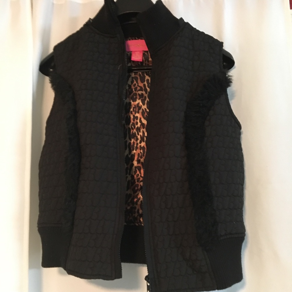 Betsey Johnson Vest. Black with leopard print.